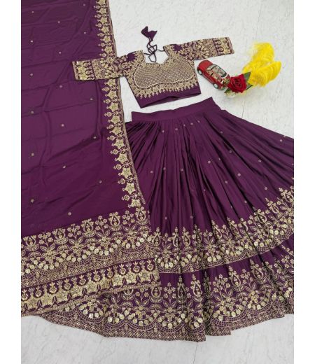 DB555 Beautiful Faux Georgette Sequence Emboridary Work Designer Lehenga Sets.