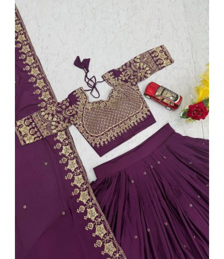 DB555 Beautiful Faux Georgette Sequence Emboridary Work Designer Lehenga Sets.