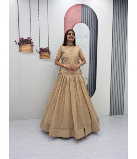 DB568 Beautiful Soft Crunchy Silk Sequence Emboridary Work Designer Lehenga Sets.