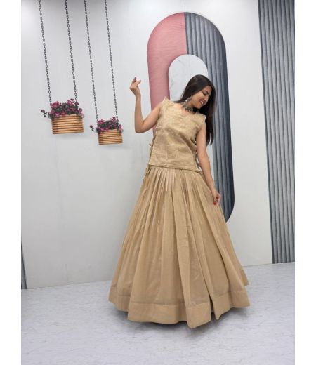 DB568 Beautiful Soft Crunchy Silk Sequence Emboridary Work Designer Lehenga Sets.