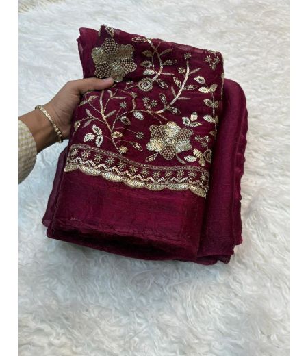 DB566 Beautiful Soft Crush Silk Celebrity Inspired Sarees with Handwork Blouse.