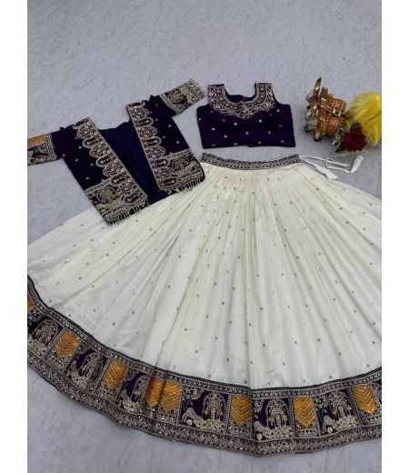 DB569 Beautiful Soft Vichitra Silk Sequence Emboridary Work Designer Lehenga Sets.