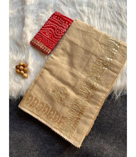 DB640 Beautiful Soft Kota Doriya Zari Chex Weaving Gotapatti Work Celebrity Inspired Sarees.