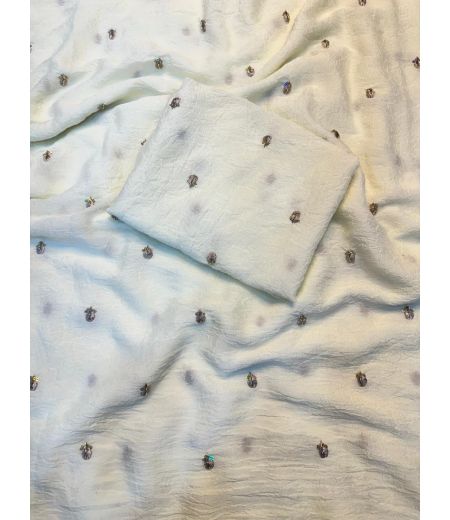 DB639 Beautiful Soft Crush Silk Hand Butti Work Celebrity Inspired Sarees.