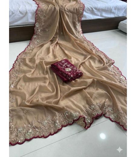 DB649 Beautiful Soft Georgette Sequence Emboridary Work Celebrity Inspired Sarees.