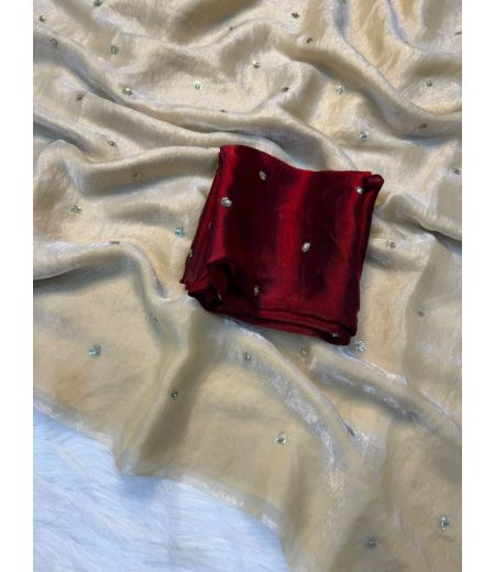 DB659 Beautiful Soft Space Silk Sequence Butti Work Celebrity Inspired Sarees.