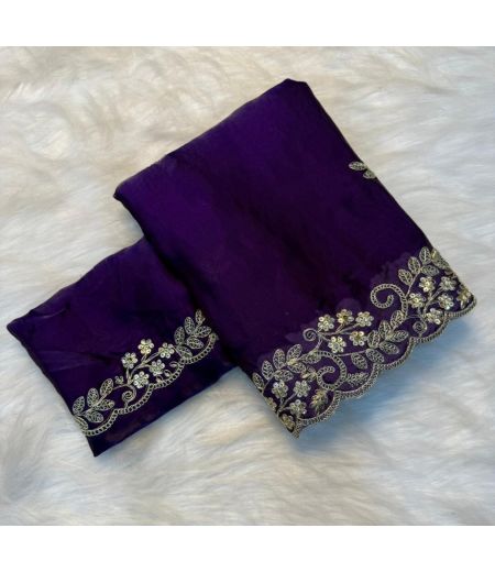 DB669 Beautiful Soft Space Silk Zardosi Sequence Emboridary Work Celebrity Inspired Sarees.