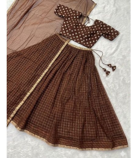 DB685 Beautiful Soft Viscose Zari Weaving Designer Half Sarees~Lehenga Sets.