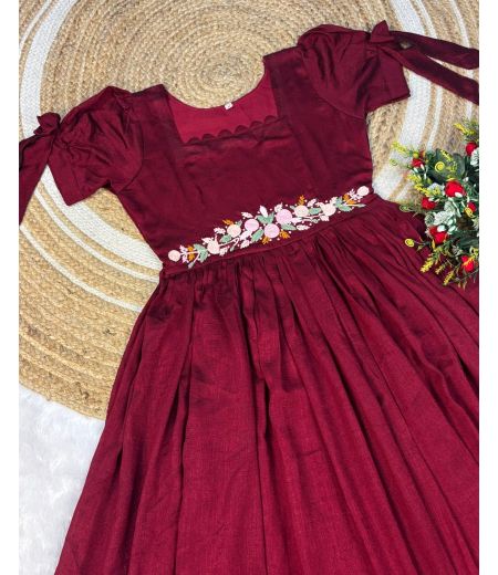 DB703 Beautiful Soft Blooming Vichitra Silk Designer Handwork Gown.