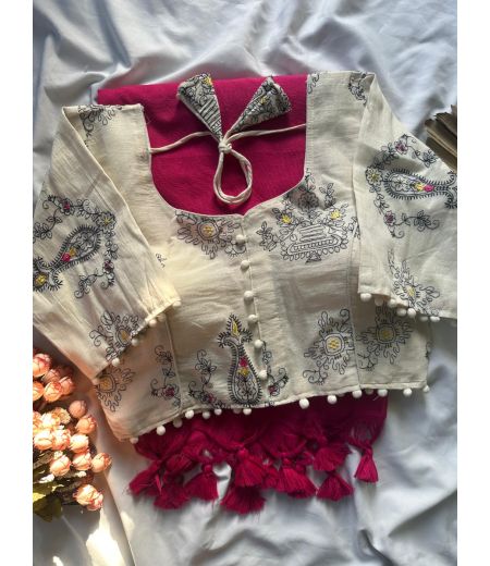 DB700  Beautiful Soft Handloom Mulmul Cotton Celebrity Inspired Sarees with Designer Stitched Blouse.