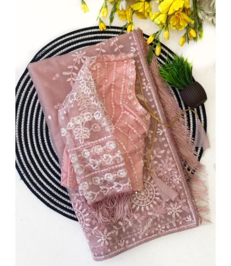 DB709 Beautiful Soft Butterfly Net Sequence Emboridary Work Celebrity Inspired Saree.