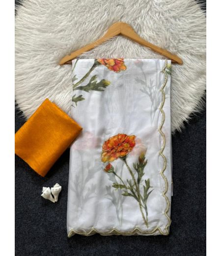 DB706 Beautiful Soft Tabby Silk Floral Hand Cutdana Work Celebrity Inspired Sarees.