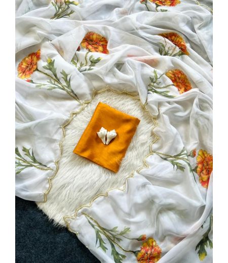 DB706 Beautiful Soft Tabby Silk Floral Hand Cutdana Work Celebrity Inspired Sarees.