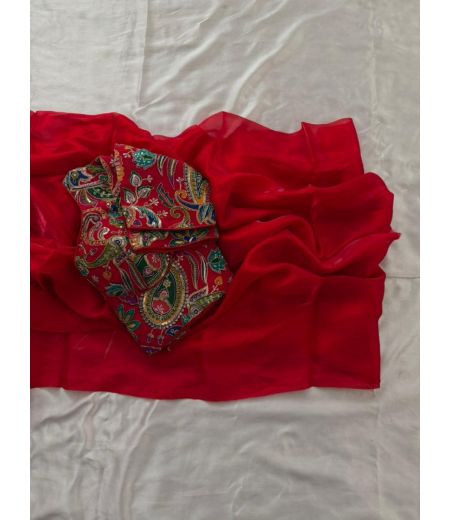 DB704 Beautiful Soft Sattin Space Silk Celebrity Inspired Sarees with Designer Stitched Blouse.