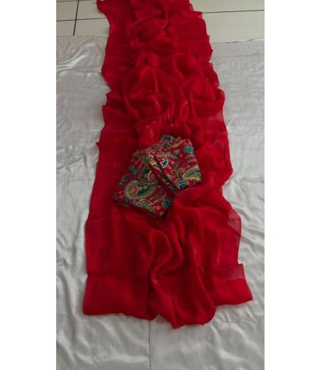 DB704 Beautiful Soft Sattin Space Silk Celebrity Inspired Sarees with Designer Stitched Blouse.