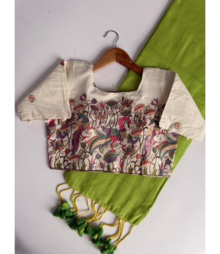 DB714 Beautiful Soft Handloom Mulmul Cotton Celebrity Inspired Sarees with Designer Stitched Blouse.