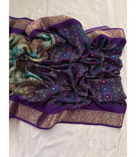 DB717 Beautiful Soft Georgette Elegant Printed Jacquard Weaving Celebrity Inspired Sarees.