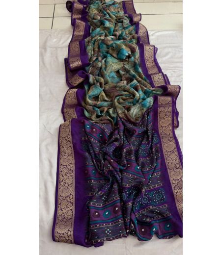 DB717 Beautiful Soft Georgette Elegant Printed Jacquard Weaving Celebrity Inspired Sarees.