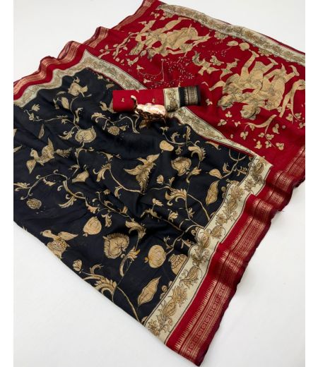 DB725 Beautiful Soft Mulmul Cotton Kalamkari Printed Celebrity Inspired Sarees.