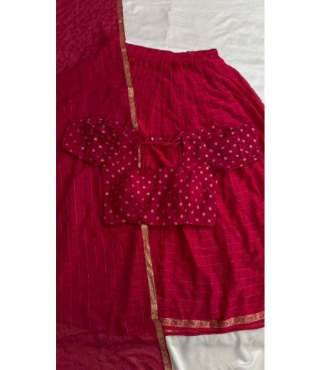 DB733  Beautiful Soft Viscose Zari Chex Weaving Designer Half Sarees~Lehenga Sets.