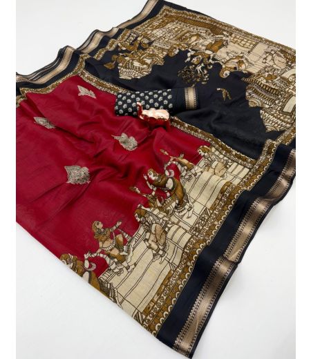 DB748 Beautiful Soft Mulmul Cotton Kalamkari Printed Celebrity Inspired Sarees.