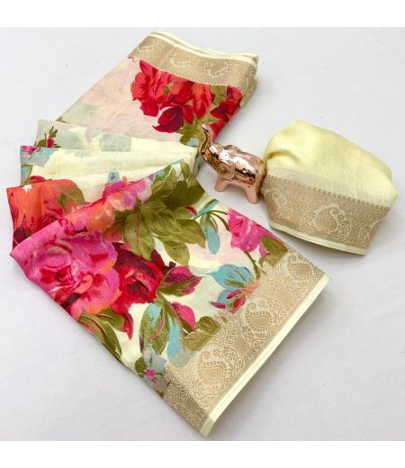 DB750 Beautiful Soft Marshmallow Floral Printed Celebrity Inspired Sarees.