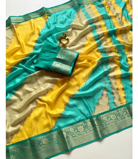DB764 Beautiful Soft Marshmallow Silk Foil Work Celebrity Inspired Sarees.