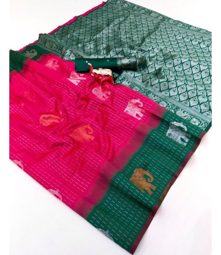 DB758 Beautiful Soft Silk Zari Weaving Celebrity Inspired Saree.