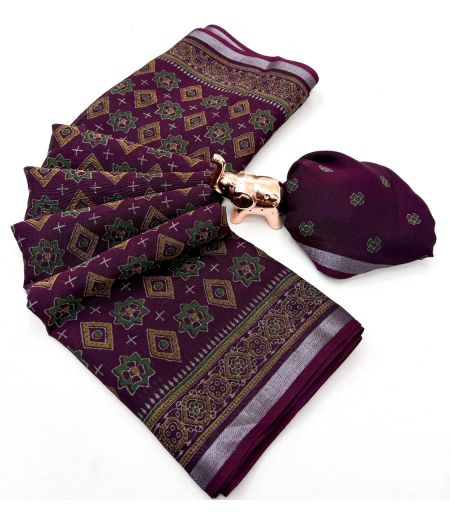 DB768  Beautiful Soft Cotton Ajrakh Printed Celebrity Inspired Sarees.