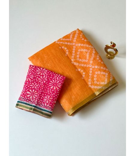 DB780 Beautiful Soft Linen Cotton Elegant Printed Celebrity Inspired Sarees.