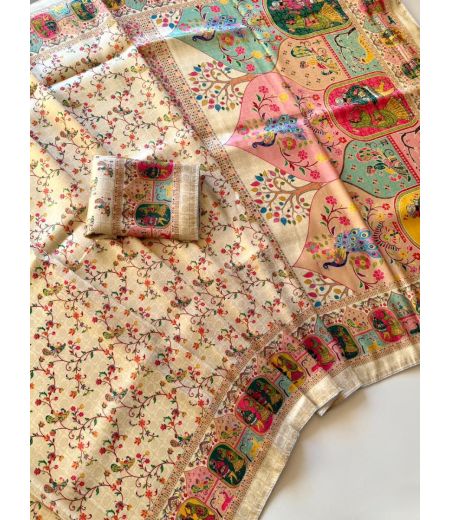 DB781 Beautiful Soft Silk Zari Weaving Pashmina Celebrity Inspired Sarees.