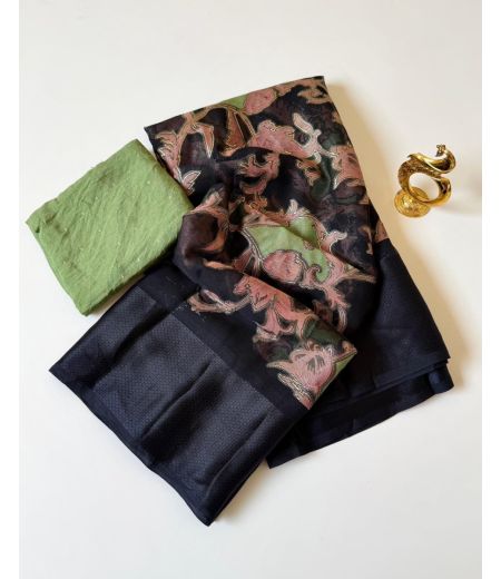 DB779  Beautiful Soft Barsso Elegant Printed Celebrity Inspired Sarees.