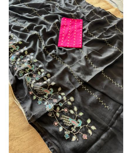 DB792 Beautiful Soft Georgette Silk Sequence Cutdana Work Celebrity Inspired Sarees.