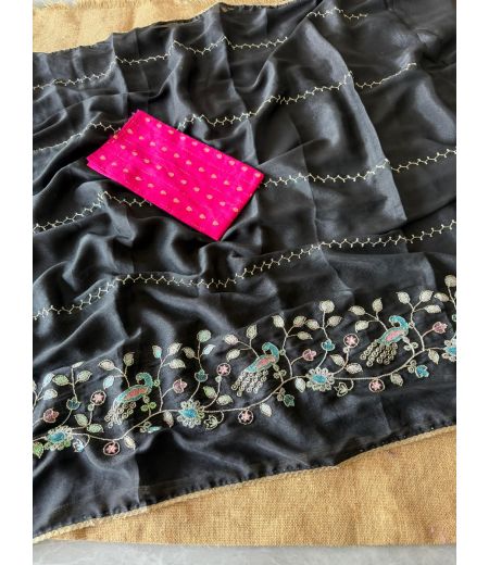 DB792 Beautiful Soft Georgette Silk Sequence Cutdana Work Celebrity Inspired Sarees.