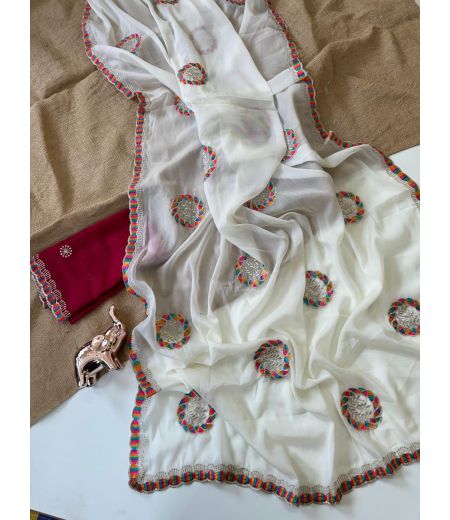 DB783 Beautiful Soft Georgette Embroidary Thread Work Celebrity Inspired Sarees.