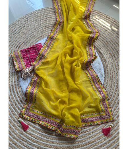 DB785 Beautiful Soft Crunchy Silk Sequence Emboridary Work Celebrity Inspired Sarees.