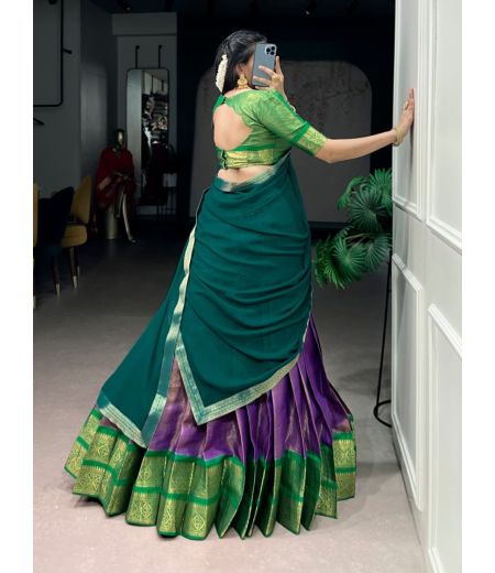 DB797 Beautiful Soft Kanchipuram Silk Zari Weaving Half Sarees~Lehenga Sets.
