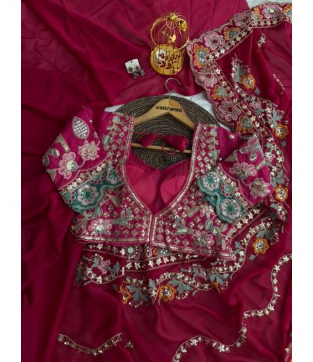 DB804  Beautiful Soft Rangoli Silk Sequence Emboridary Work Celebrity Inspired Saree with Designer Stitched Blouse.