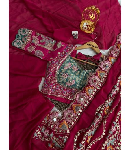 DB804  Beautiful Soft Rangoli Silk Sequence Emboridary Work Celebrity Inspired Saree with Designer Stitched Blouse.