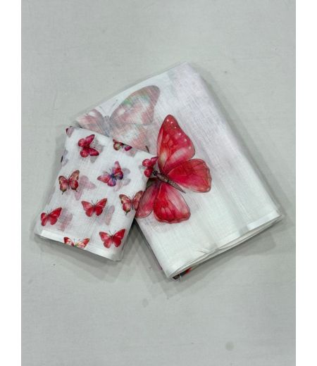 DB810 Beautiful Soft Linen Digital Printed Celebrity Inspired Sarees.