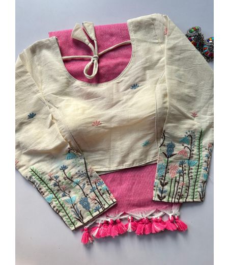 DB816  Beautiful Soft Mulmul Cotton Celebrity Inspired Sarees with Designer Stitched Blouse.