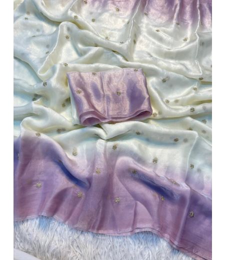 DB815 Beautiful Soft Space Silk Sequence Bids Work Celebrity Inspired Sarees.