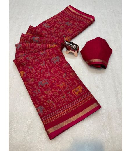 DB813  Beautiful Soft Tussar Silk Kashmiri Printed Celebrity Inspired Sarees.