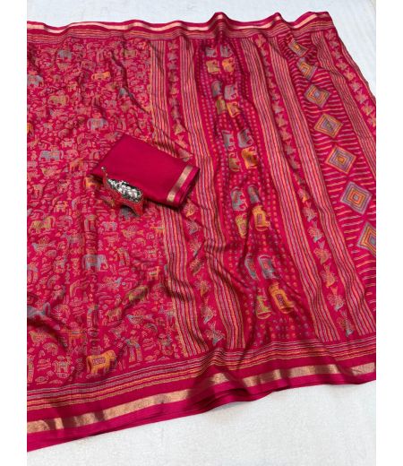 DB813  Beautiful Soft Tussar Silk Kashmiri Printed Celebrity Inspired Sarees.