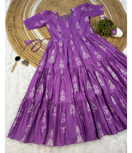 DB825 Beautiful Soft Cotton Worli Printed Designer Gowns.