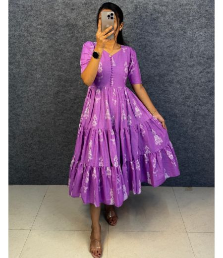 DB825 Beautiful Soft Cotton Worli Printed Designer Gowns.