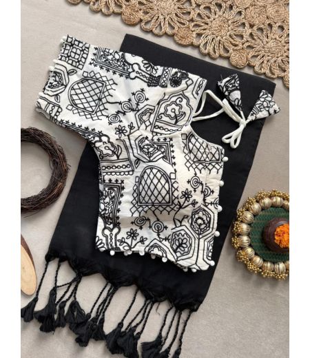 DB823 Beautiful Soft Mulmul Cotton Celebrity Inspired Sarees with Designer Stitched Blouse.