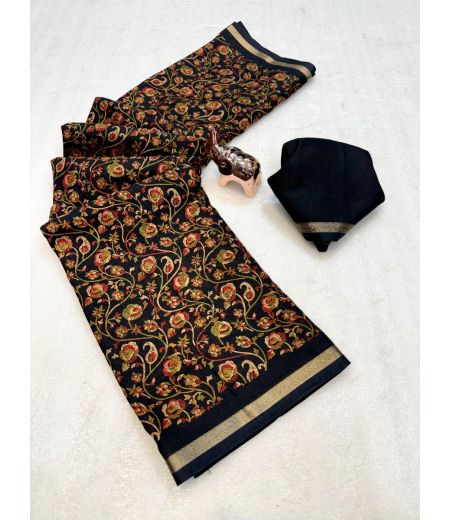 DB818 Beautiful Soft Tussar Silk Kashmiri Printed Celebrity Inspired Sarees.