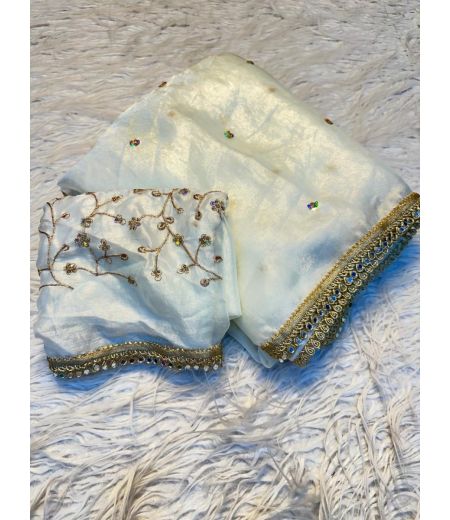 DB826  Beautiful Soft Space Sattin Silk Sequence Work Celebrity Inspired Sarees.