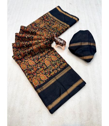 DB837  Beautiful Soft Tussar Silk Kashmiri Printed Celebrity Inspired Sarees.